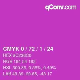 カラーコード: CMYK 0 / 72 / 1 / 24 | qconv.com