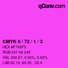 カラーコード: CMYK 0 / 72 / 1 / 3 | qconv.com