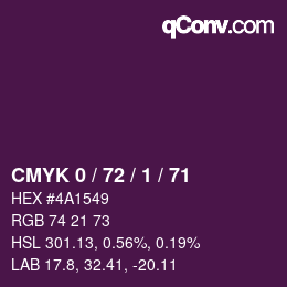 Color code: CMYK 0 / 72 / 1 / 71 | qconv.com