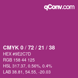 Farbcode: CMYK 0 / 72 / 21 / 38 | qconv.com