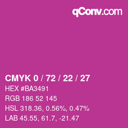 Color code: CMYK 0 / 72 / 22 / 27 | qconv.com