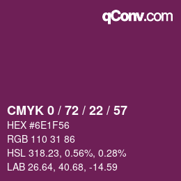 カラーコード: CMYK 0 / 72 / 22 / 57 | qconv.com
