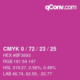 Color code: CMYK 0 / 72 / 23 / 25 | qconv.com