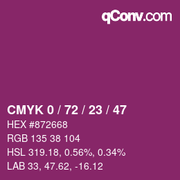 Color code: CMYK 0 / 72 / 23 / 47 | qconv.com