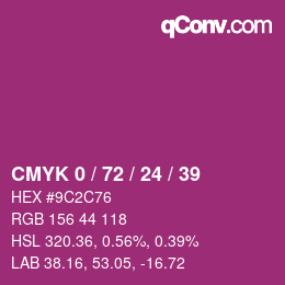 カラーコード: CMYK 0 / 72 / 24 / 39 | qconv.com