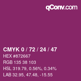 Color code: CMYK 0 / 72 / 24 / 47 | qconv.com