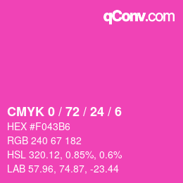 颜色代码: CMYK 0 / 72 / 24 / 6 | qconv.com