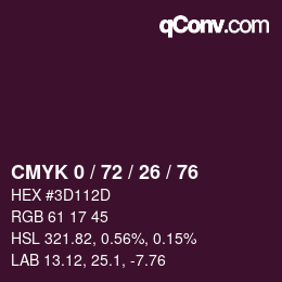 Color code: CMYK 0 / 72 / 26 / 76 | qconv.com