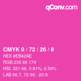 カラーコード: CMYK 0 / 72 / 26 / 8 | qconv.com