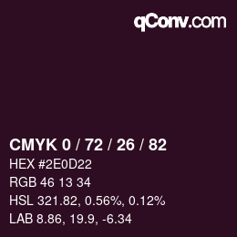Color code: CMYK 0 / 72 / 26 / 82 | qconv.com