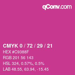 Color code: CMYK 0 / 72 / 29 / 21 | qconv.com