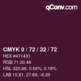カラーコード: CMYK 0 / 72 / 32 / 72 | qconv.com