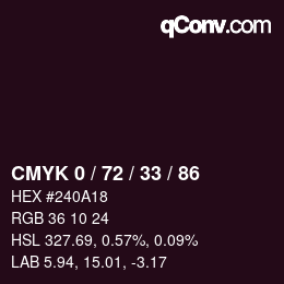颜色代码: CMYK 0 / 72 / 33 / 86 | qconv.com