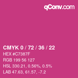 カラーコード: CMYK 0 / 72 / 36 / 22 | qconv.com