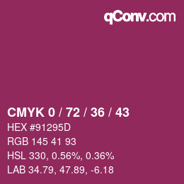 Color code: CMYK 0 / 72 / 36 / 43 | qconv.com