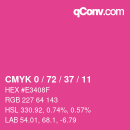 カラーコード: CMYK 0 / 72 / 37 / 11 | qconv.com