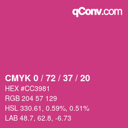 Color code: CMYK 0 / 72 / 37 / 20 | qconv.com