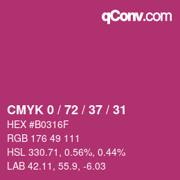 Color code: CMYK 0 / 72 / 37 / 31 | qconv.com