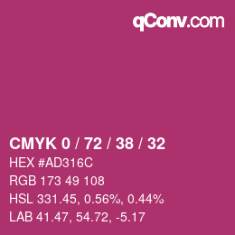 カラーコード: CMYK 0 / 72 / 38 / 32 | qconv.com