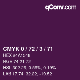 Color code: CMYK 0 / 72 / 3 / 71 | qconv.com