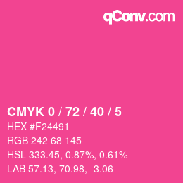 カラーコード: CMYK 0 / 72 / 40 / 5 | qconv.com