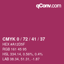 カラーコード: CMYK 0 / 72 / 41 / 37 | qconv.com