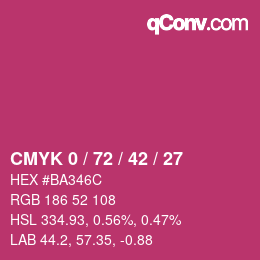 カラーコード: CMYK 0 / 72 / 42 / 27 | qconv.com