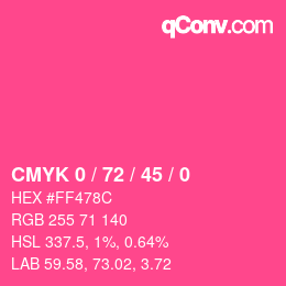 Color code: CMYK 0 / 72 / 45 / 0 | qconv.com