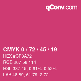 颜色代码: CMYK 0 / 72 / 45 / 19 | qconv.com