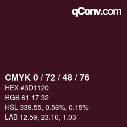 颜色代码: CMYK 0 / 72 / 48 / 76 | qconv.com