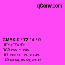 カラーコード: CMYK 0 / 72 / 4 / 0 | qconv.com