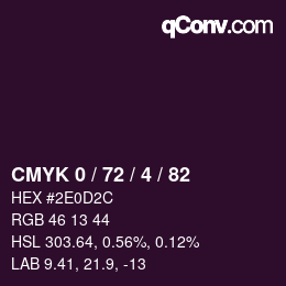 Color code: CMYK 0 / 72 / 4 / 82 | qconv.com
