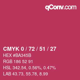 カラーコード: CMYK 0 / 72 / 51 / 27 | qconv.com