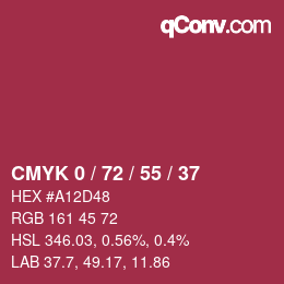 颜色代码: CMYK 0 / 72 / 55 / 37 | qconv.com