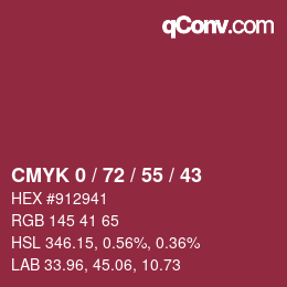 Color code: CMYK 0 / 72 / 55 / 43 | qconv.com