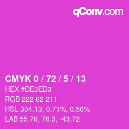 カラーコード: CMYK 0 / 72 / 5 / 13 | qconv.com