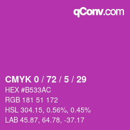 Color code: CMYK 0 / 72 / 5 / 29 | qconv.com