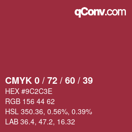 颜色代码: CMYK 0 / 72 / 60 / 39 | qconv.com