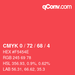 Color code: CMYK 0 / 72 / 68 / 4 | qconv.com