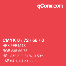 Color code: CMYK 0 / 72 / 68 / 8 | qconv.com