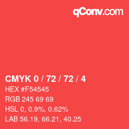 Color code: CMYK 0 / 72 / 72 / 4 | qconv.com