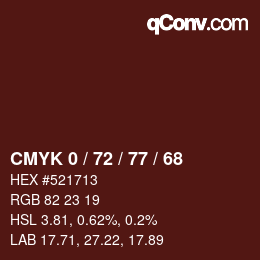 Farbcode: CMYK 0 / 72 / 77 / 68 | qconv.com