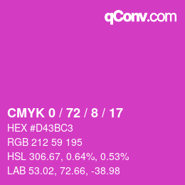 カラーコード: CMYK 0 / 72 / 8 / 17 | qconv.com