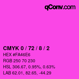 カラーコード: CMYK 0 / 72 / 8 / 2 | qconv.com