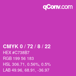 カラーコード: CMYK 0 / 72 / 8 / 22 | qconv.com