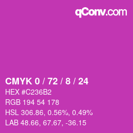 Farbcode: CMYK 0 / 72 / 8 / 24 | qconv.com