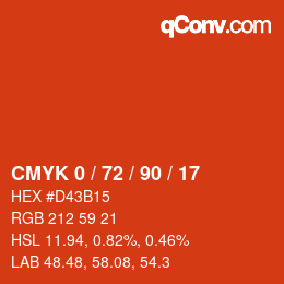 Color code: CMYK 0 / 72 / 90 / 17 | qconv.com