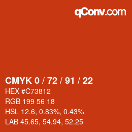 Color code: CMYK 0 / 72 / 91 / 22 | qconv.com