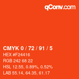 Color code: CMYK 0 / 72 / 91 / 5 | qconv.com