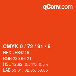 Color code: CMYK 0 / 72 / 91 / 8 | qconv.com